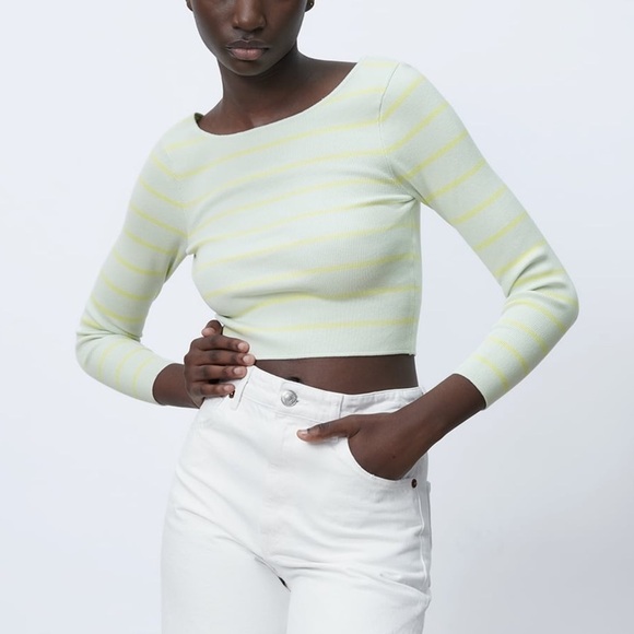 [Zara] Stripe Knit Textured Sweater Top - Picture 1 of 9